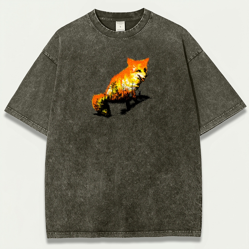 Fire Fox In The Woods Vintage Organic Cotton Trail Tee-HikeVista