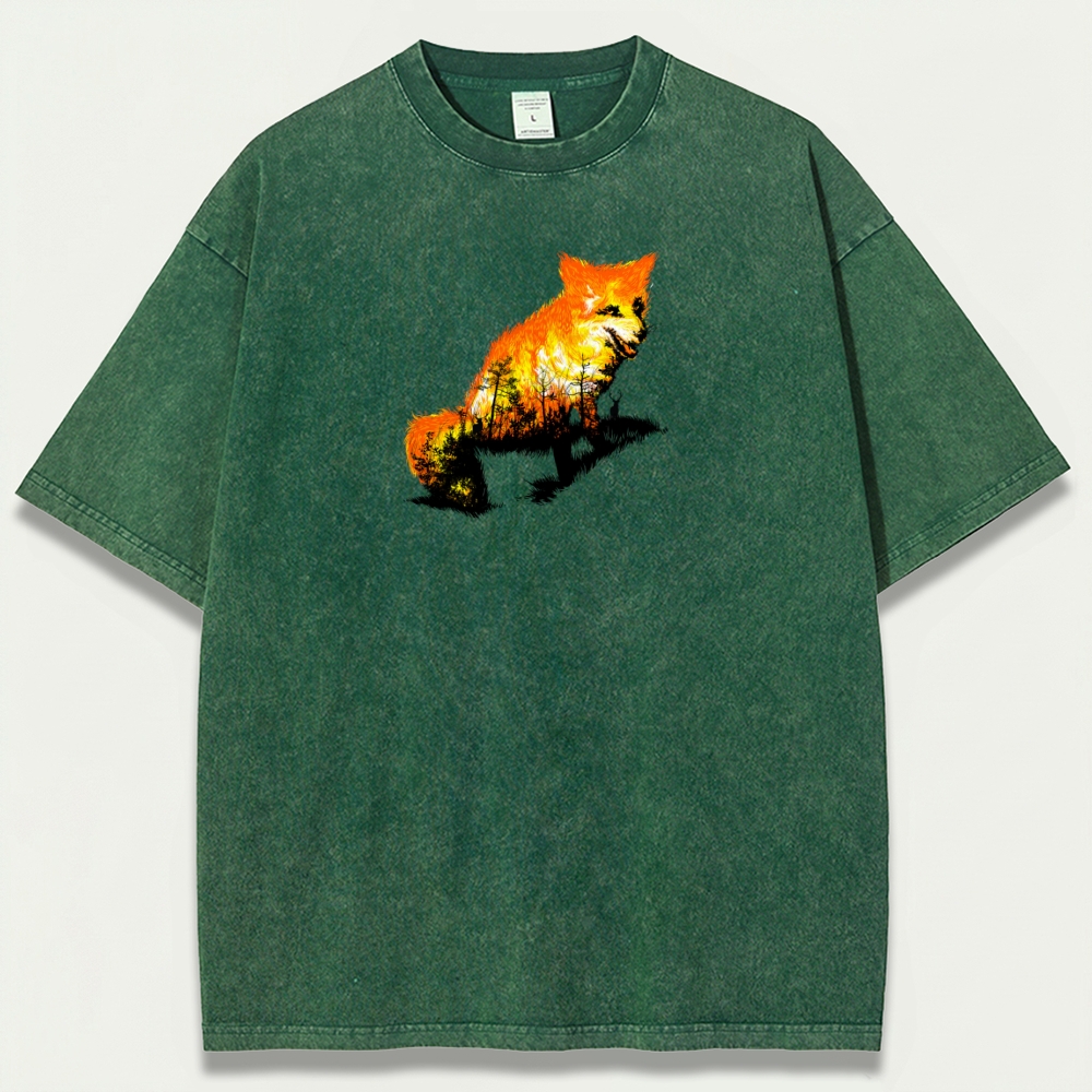 Fire Fox In The Woods Vintage Organic Cotton Trail Tee-HikeVista