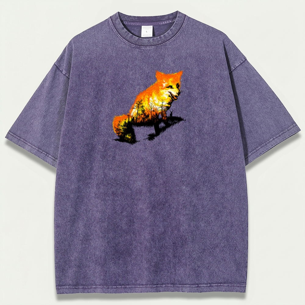 Fire Fox In The Woods Vintage Organic Cotton Trail Tee-HikeVista