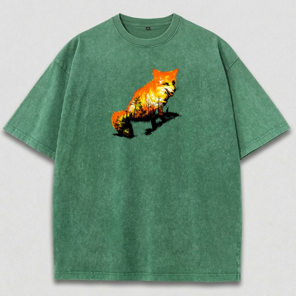 Fire Fox In The Woods Vintage Organic Cotton Trail Tee-HikeVista