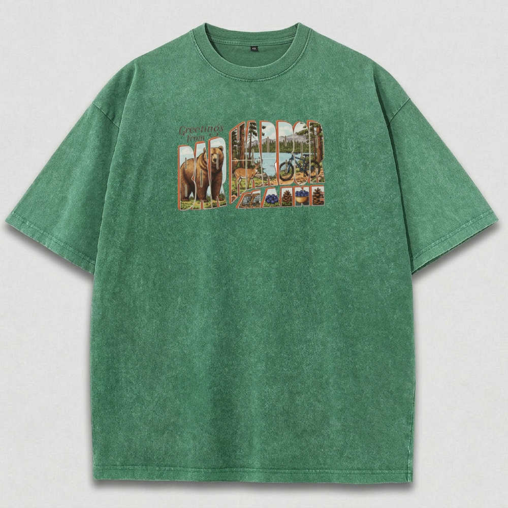 Bar Harbor Maine Vintage Organic Cotton Hiking Tee-HikeVista
