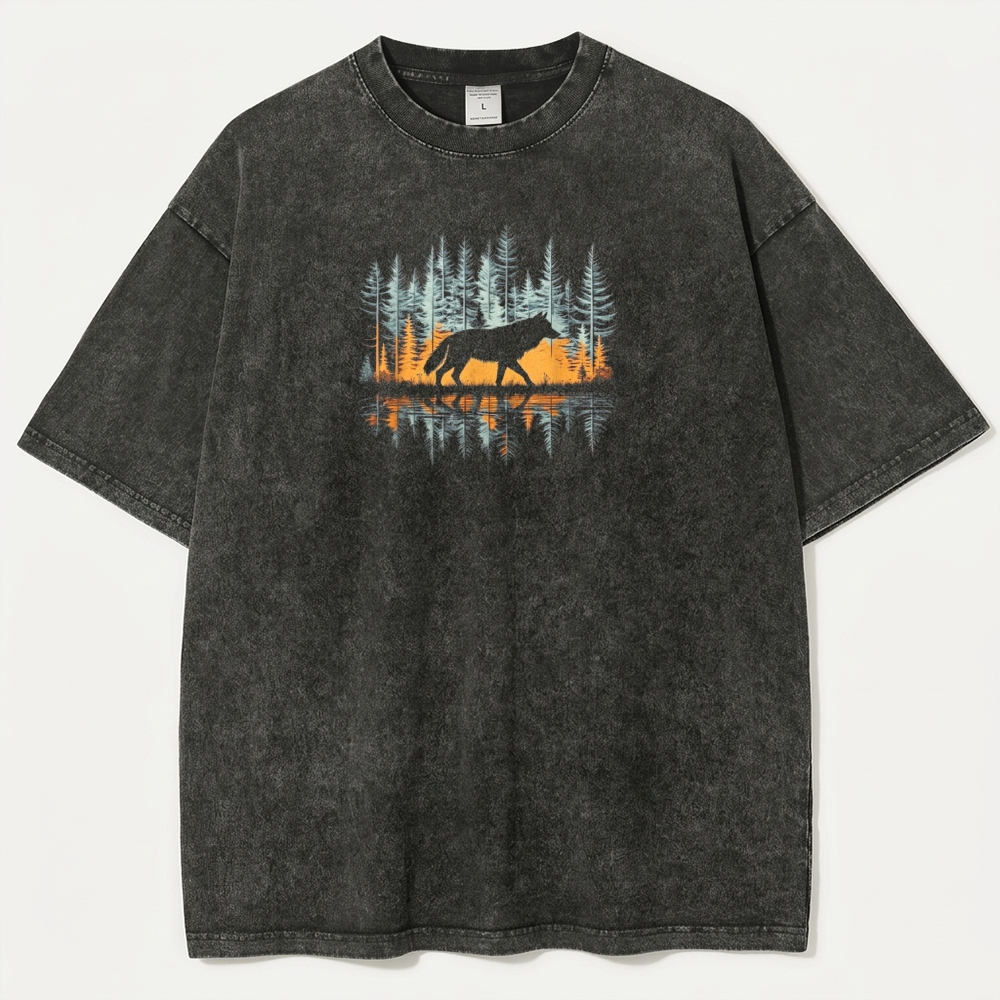 Wolf In The Woods Vintage Organic Cotton Trail Tee-HikeVista