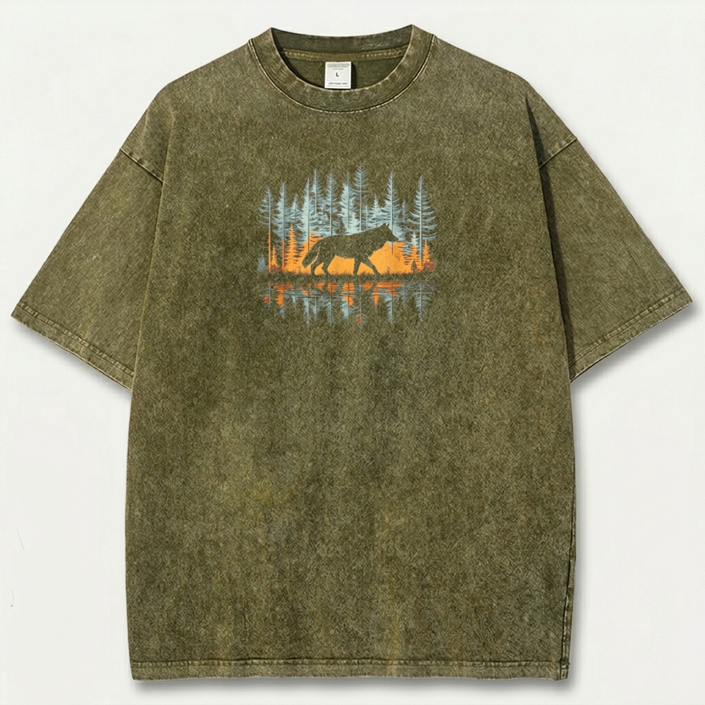 Wolf In The Woods Vintage Organic Cotton Trail Tee-HikeVista