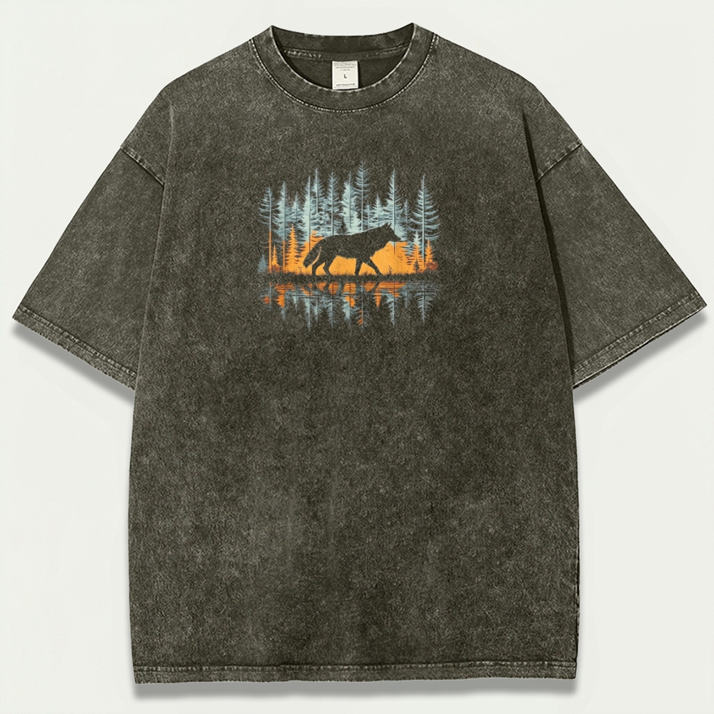 Wolf In The Woods Vintage Organic Cotton Trail Tee-HikeVista