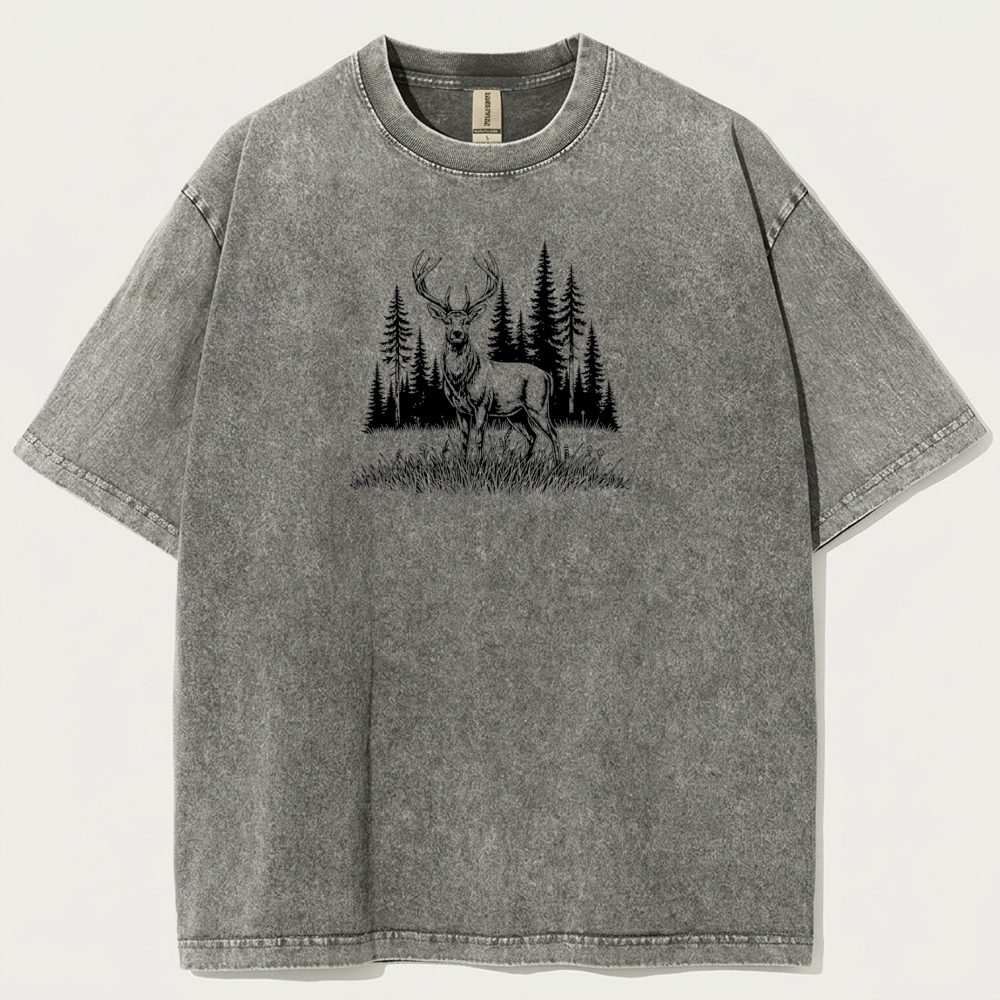 Elk In The Woods Vintage Organic Cotton Trail Tee-HikeVista