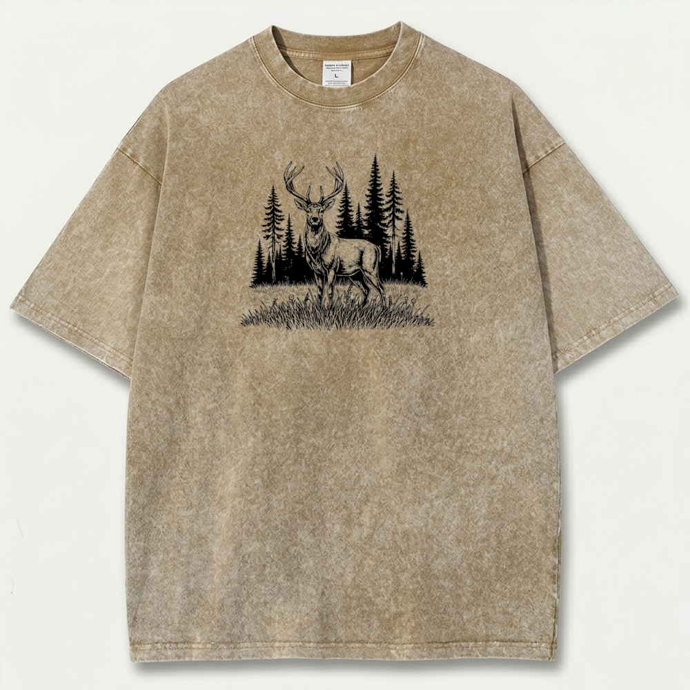 Elk In The Woods Vintage Organic Cotton Trail Tee-HikeVista