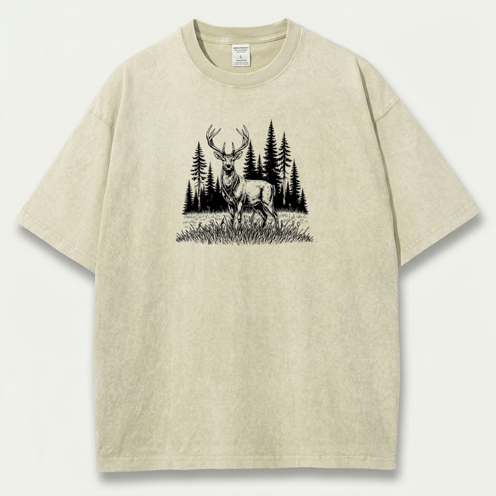 Elk In The Woods Vintage Organic Cotton Trail Tee-HikeVista