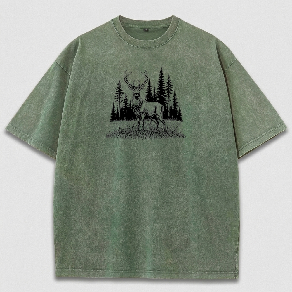 Elk In The Woods Vintage Organic Cotton Trail Tee-HikeVista