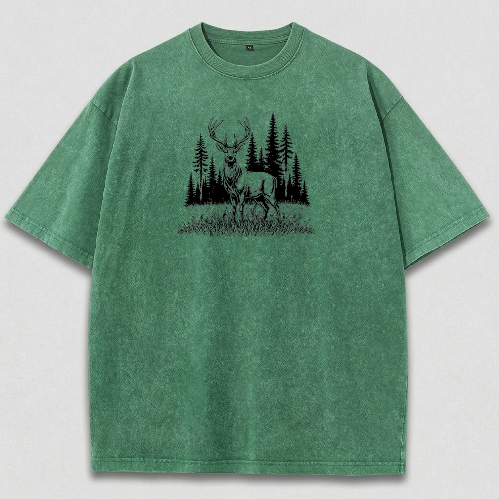 Elk In The Woods Vintage Organic Cotton Trail Tee-HikeVista