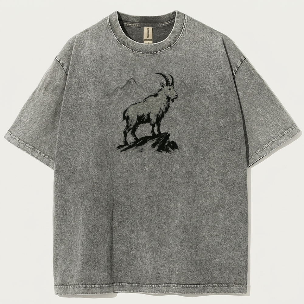 Mountain Goat Vintage Organic Cotton Hiking Tee-HikeVista