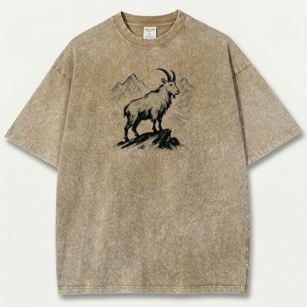 Mountain Goat Vintage Organic Cotton Hiking Tee-HikeVista