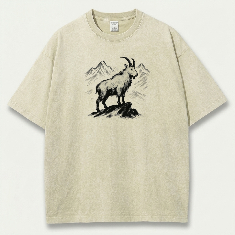 Mountain Goat Vintage Organic Cotton Hiking Tee-HikeVista