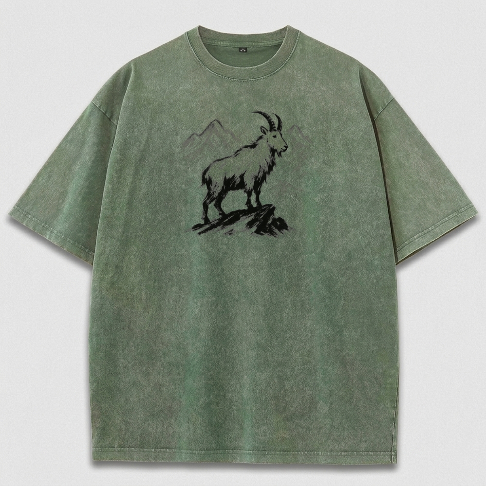 Mountain Goat Vintage Organic Cotton Hiking Tee-HikeVista
