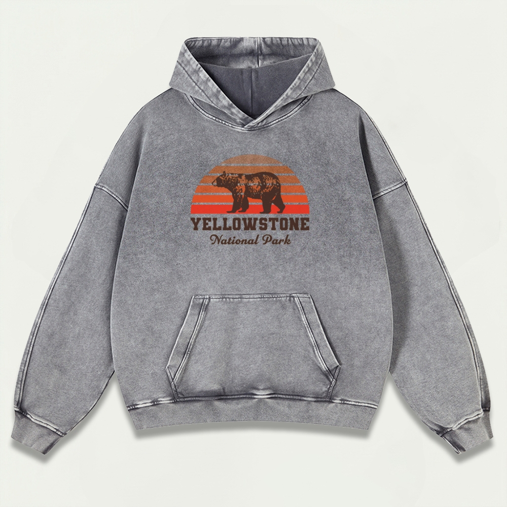 Yellowstone Bear Vintage Premium Heavyweight Hiking Hoodie-HikeVista