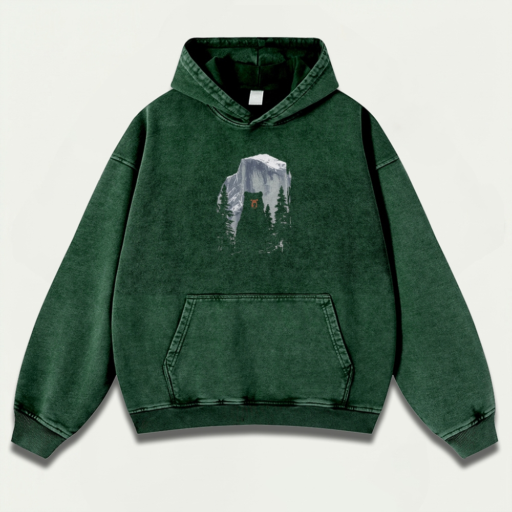 Bear Forest Vintage Premium Heavyweight Hiking Hoodie-HikeVista