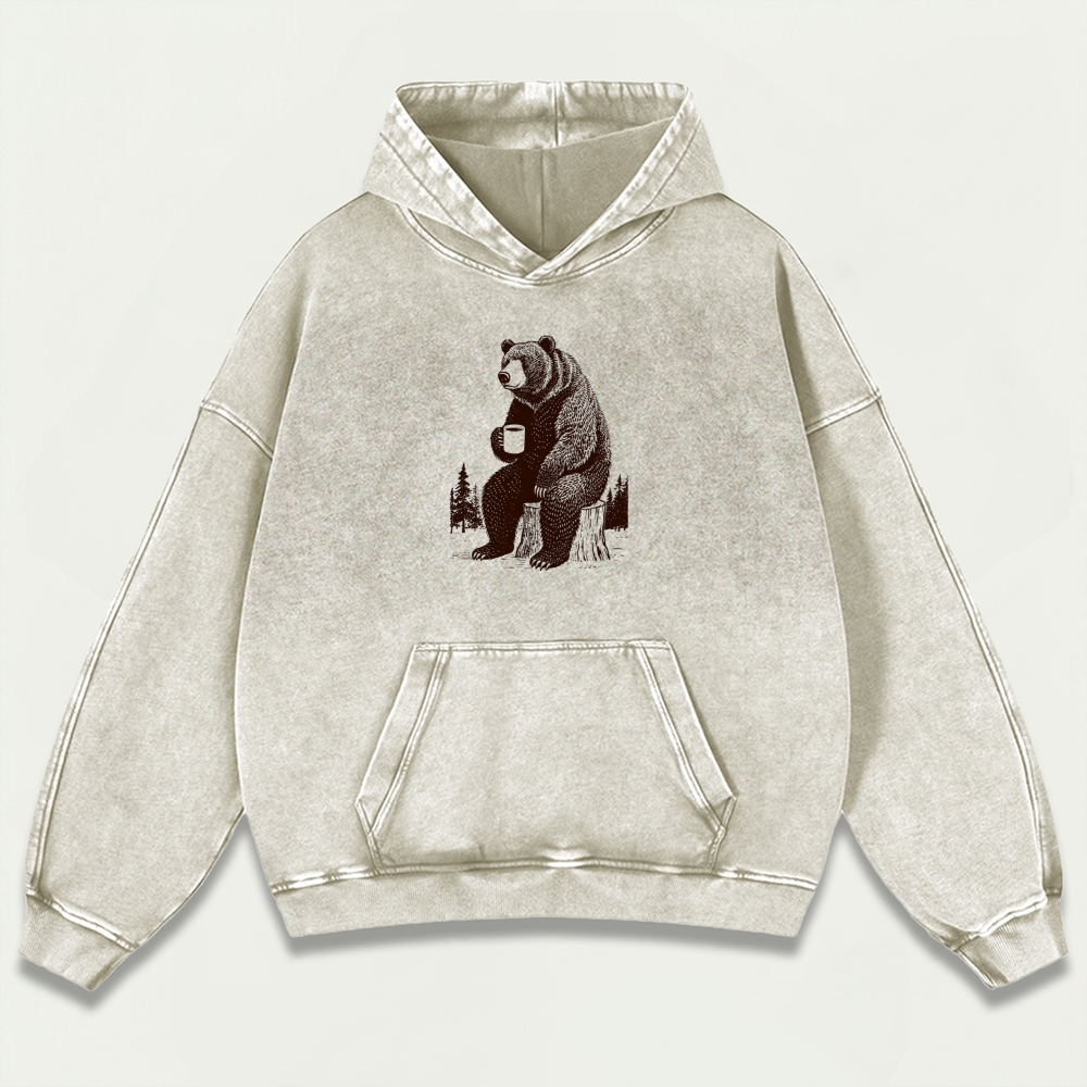 Bear In The Woods Vintage Premium Heavyweight Hiking Hoodie-HikeVista