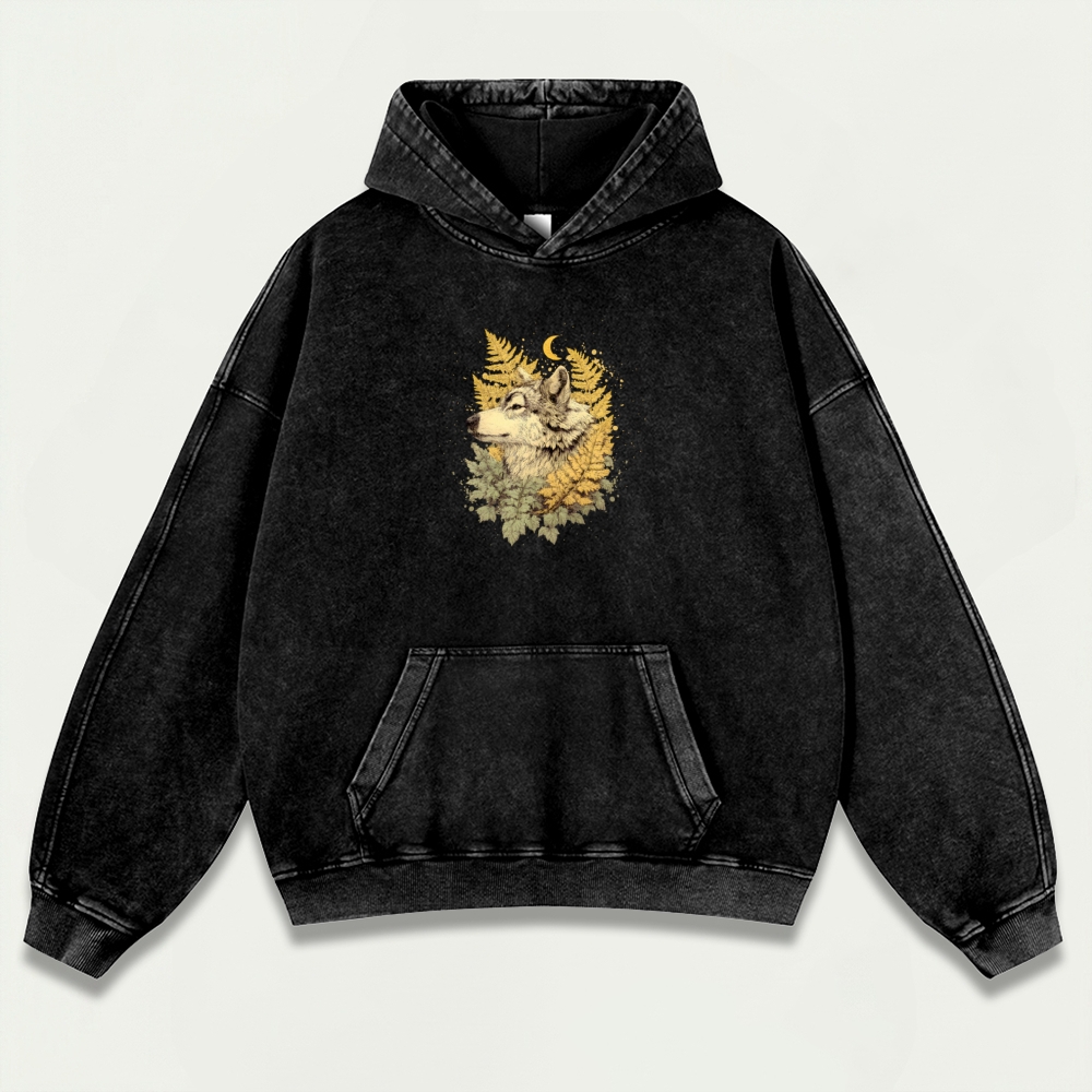 Wolf Weed Vintage Premium Heavyweight Trail Hoodie-HikeVista