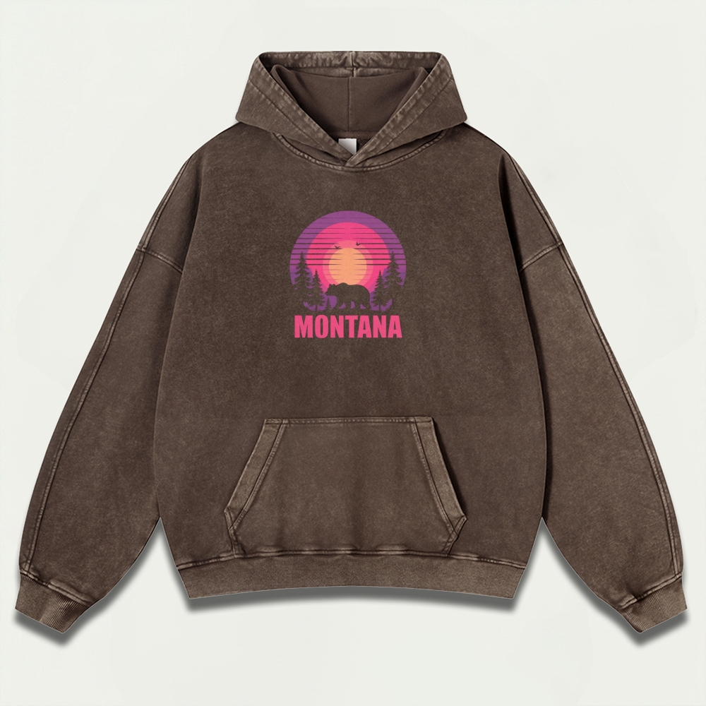 Montana In The Woods Vintage Premium Heavyweight Trail Hoodie-HikeVista