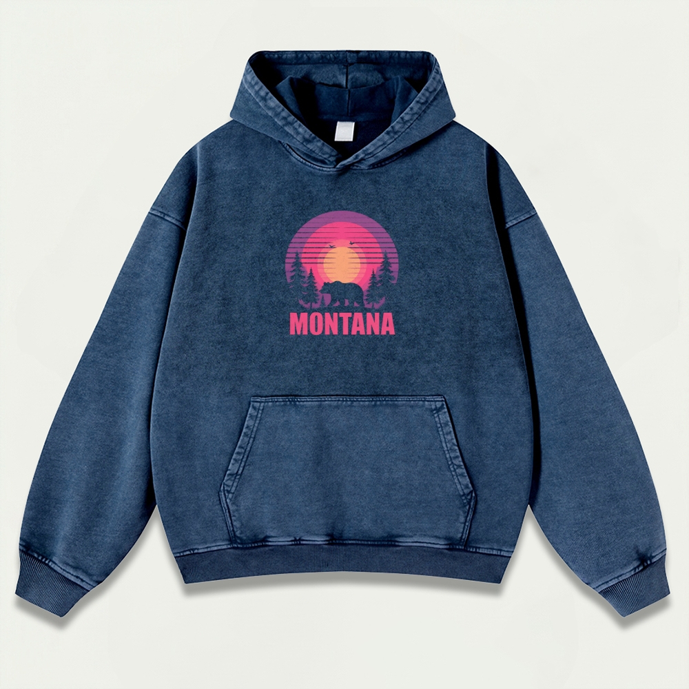 Montana In The Woods Vintage Premium Heavyweight Trail Hoodie-HikeVista