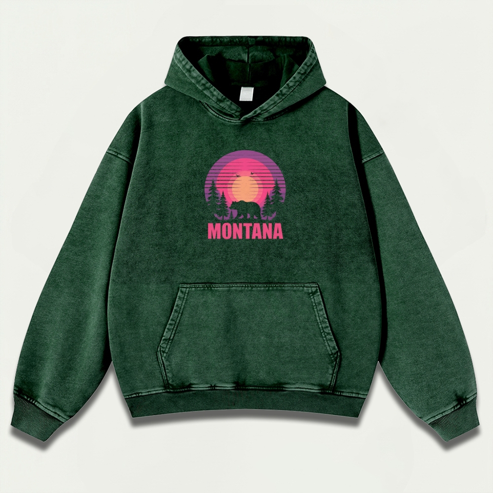 Montana In The Woods Vintage Premium Heavyweight Trail Hoodie-HikeVista