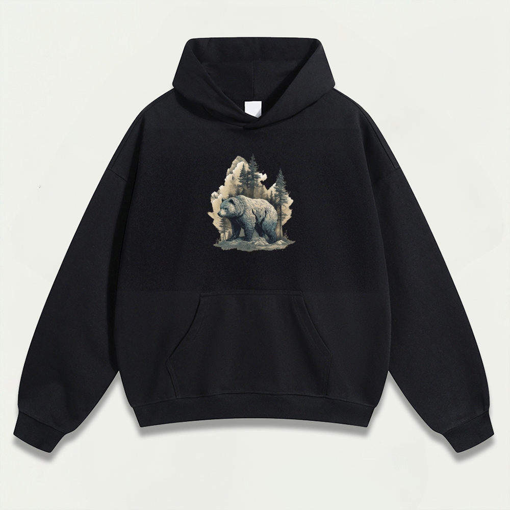 Bear In The Woods Heavyweight Hiking Hoodie-HikeVista