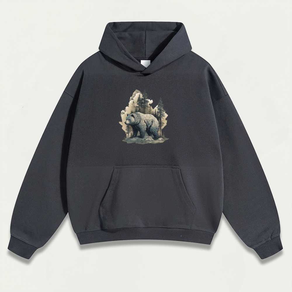 Bear In The Woods Heavyweight Hiking Hoodie-HikeVista