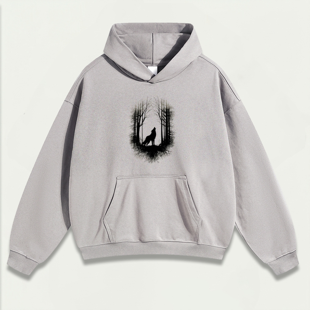 Wolf In The Woods Heavyweight Hiking Hoodie-HikeVista
