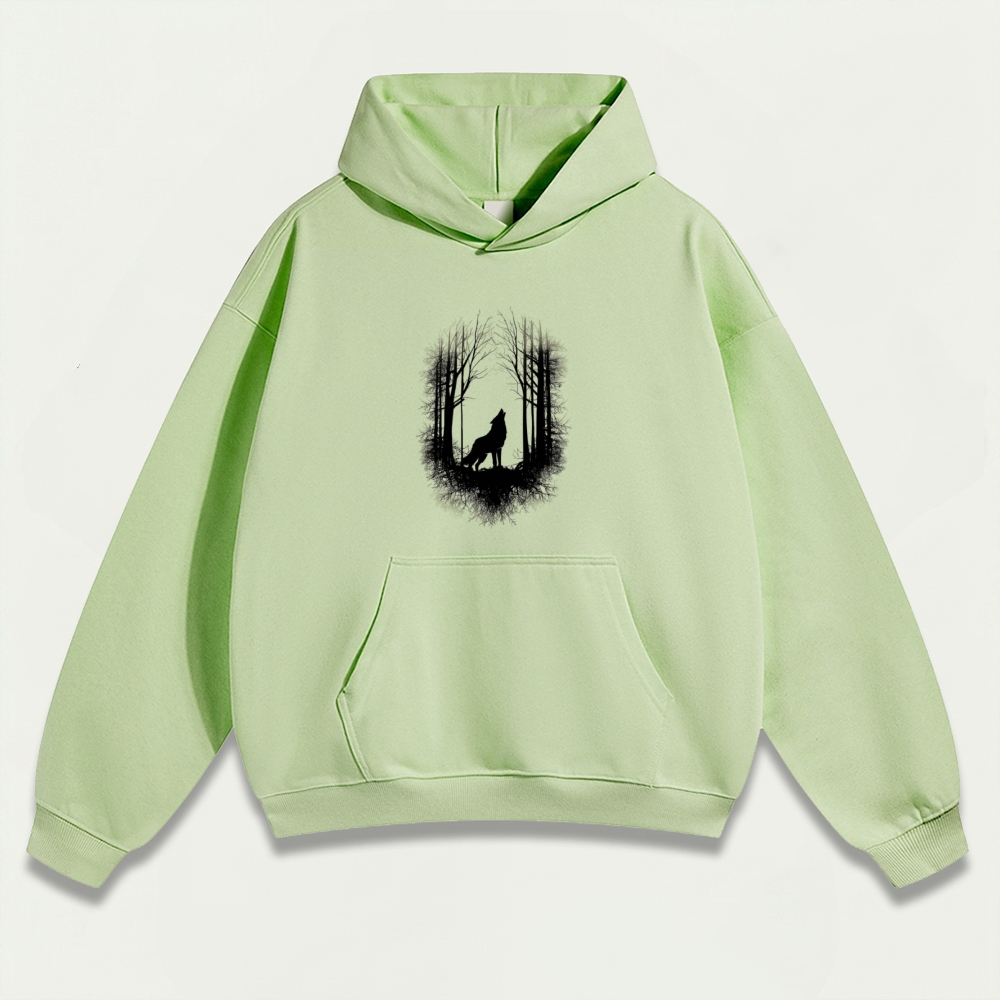 Wolf In The Woods Heavyweight Hiking Hoodie-HikeVista