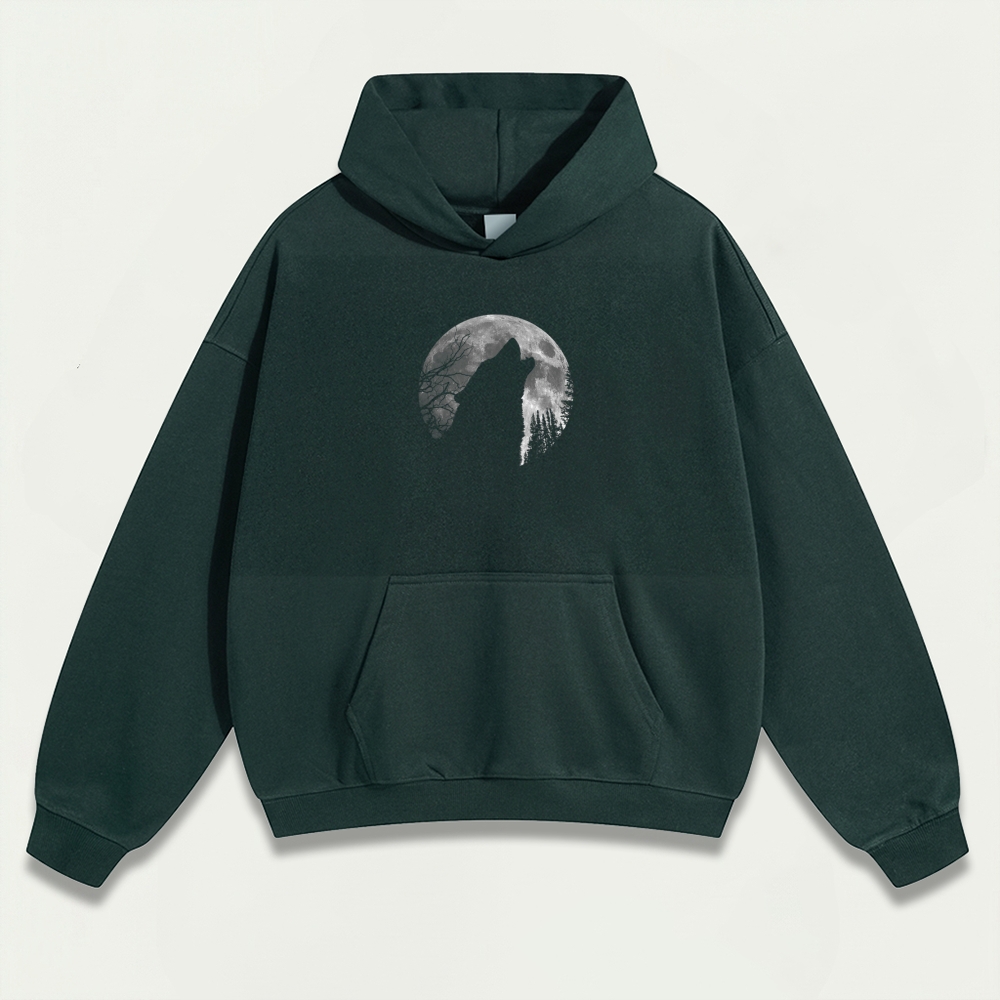 Wolf Howl Forest Heavyweight Trail Hoodie-HikeVista