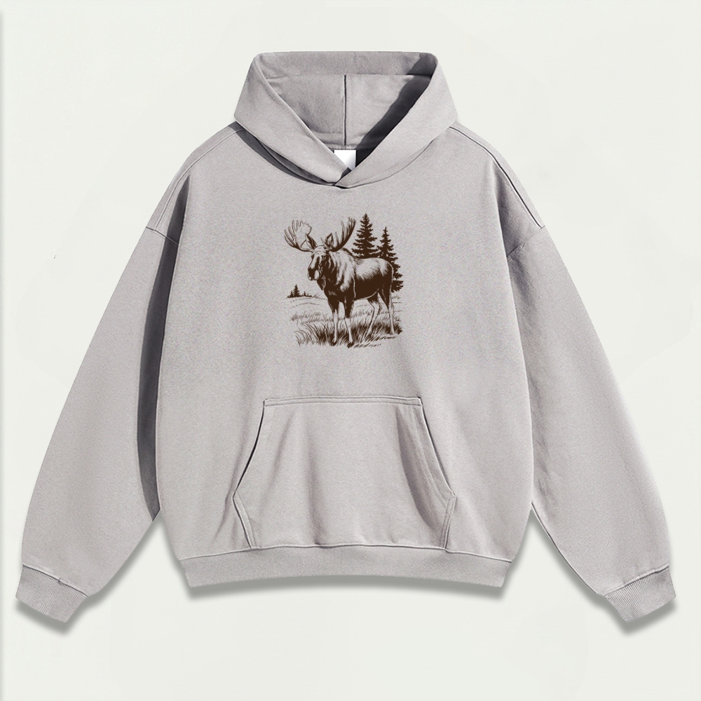 Moose Forest Heavyweight Hiking Hoodie-HikeVista
