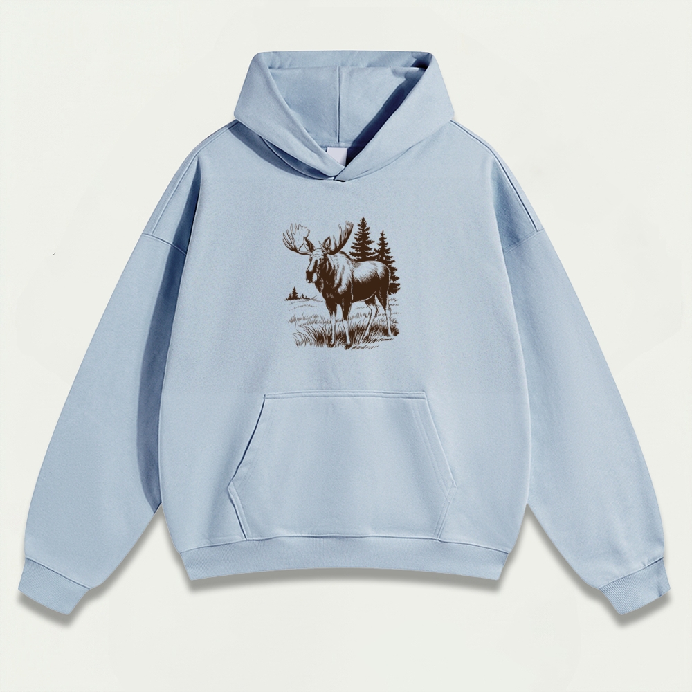Moose Forest Heavyweight Hiking Hoodie-HikeVista