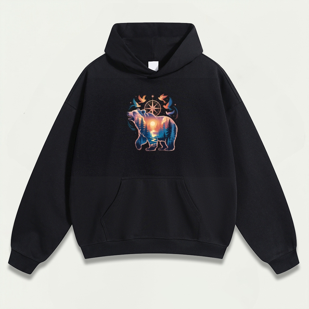 Bear Forest Heavyweight Hiking Hoodie-HikeVista