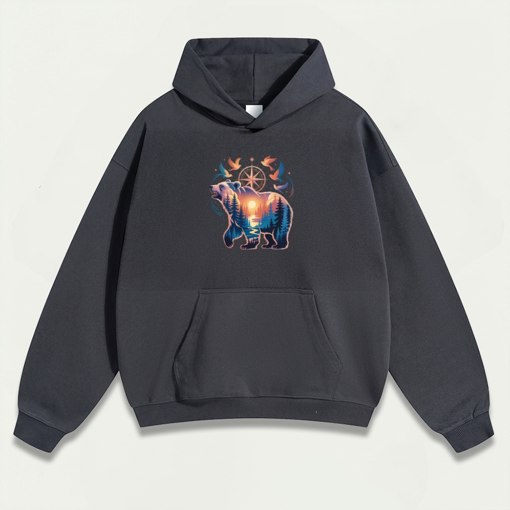 Bear Forest Heavyweight Hiking Hoodie-HikeVista