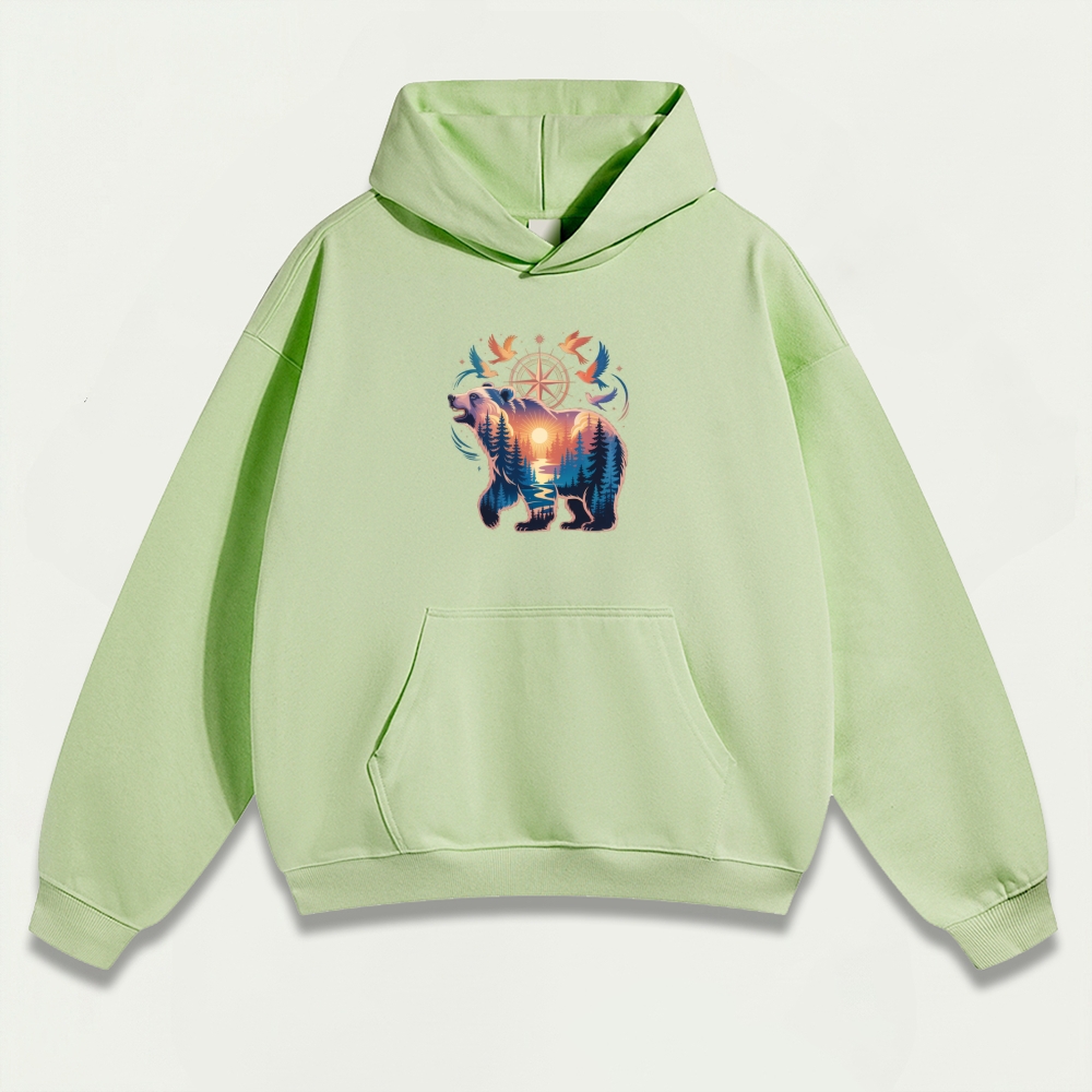 Bear Forest Heavyweight Hiking Hoodie-HikeVista