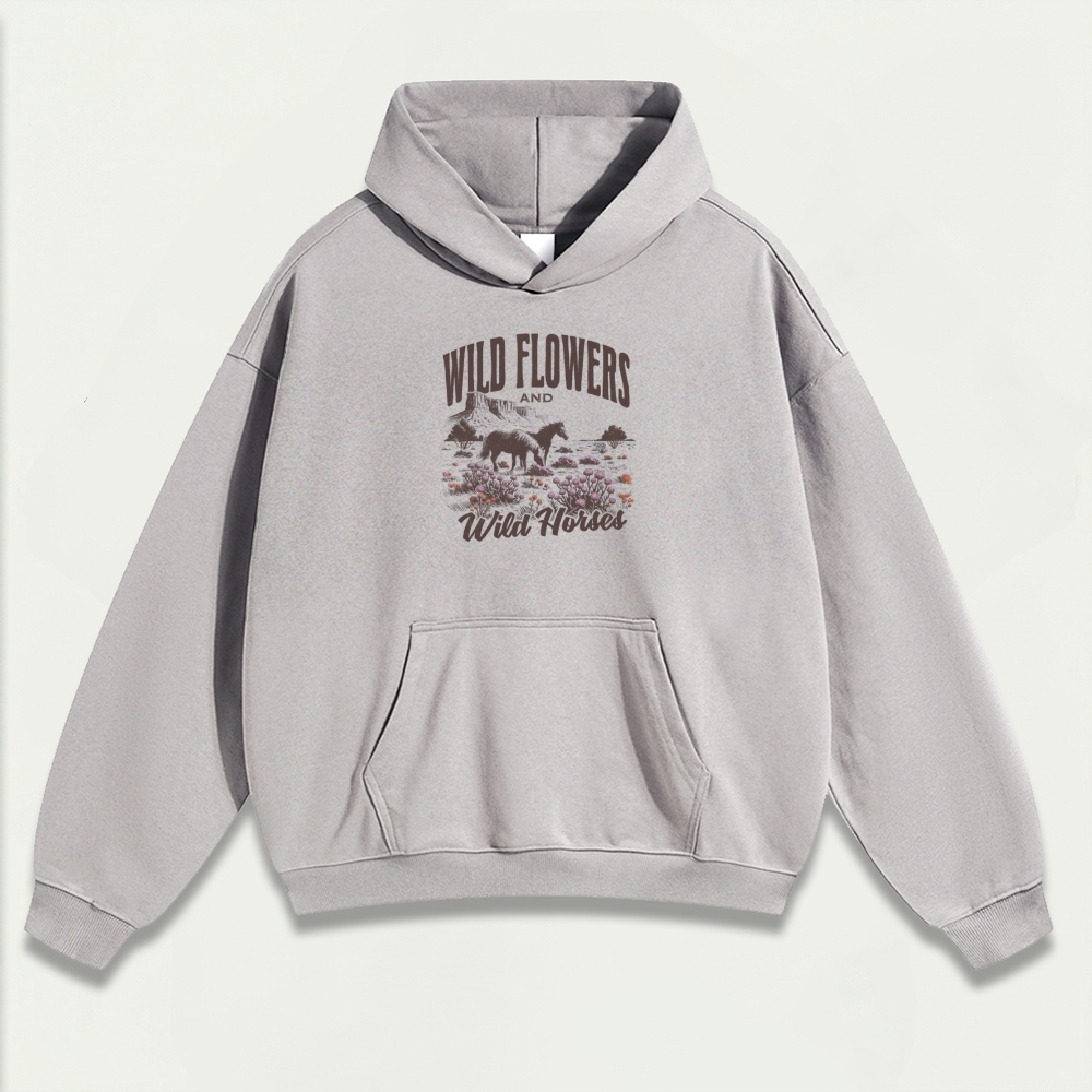 Wildflower And Wild Horse Heavyweight Trail Hoodie-HikeVista