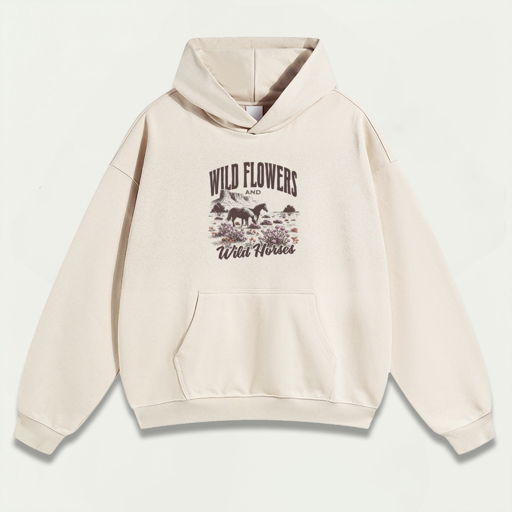 Wildflower And Wild Horse Heavyweight Trail Hoodie-HikeVista