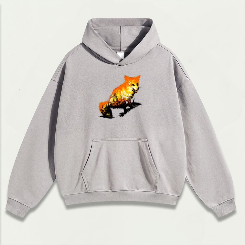 Fire Fox Forest Heavyweight Hiking Hoodie-HikeVista