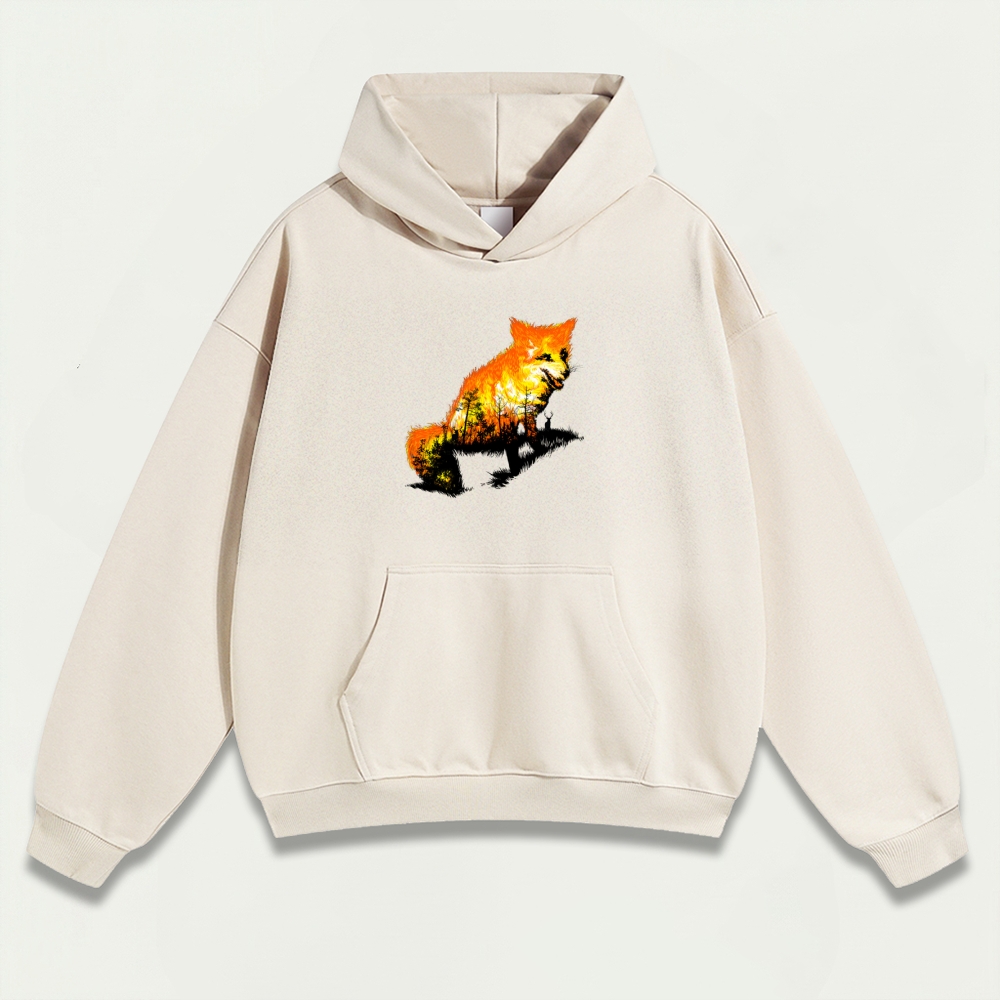 Fire Fox Forest Heavyweight Hiking Hoodie-HikeVista