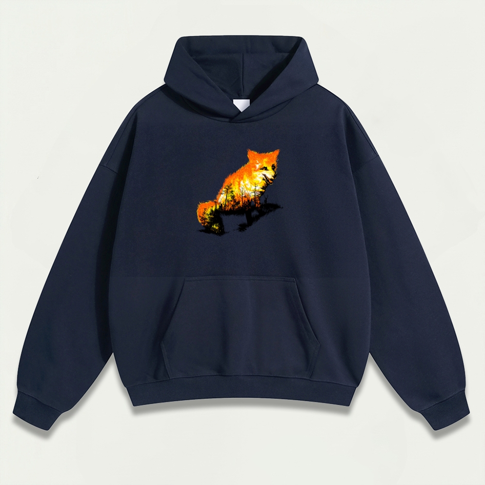Fire Fox Forest Heavyweight Hiking Hoodie-HikeVista