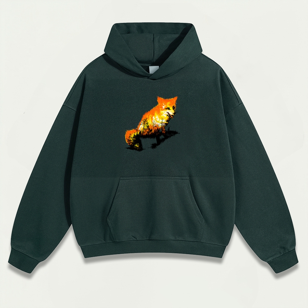 Fire Fox Forest Heavyweight Hiking Hoodie-HikeVista