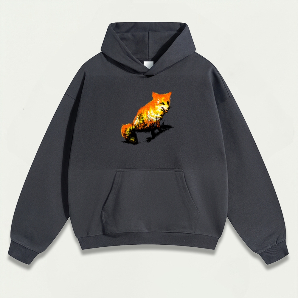 Fire Fox Forest Heavyweight Hiking Hoodie-HikeVista