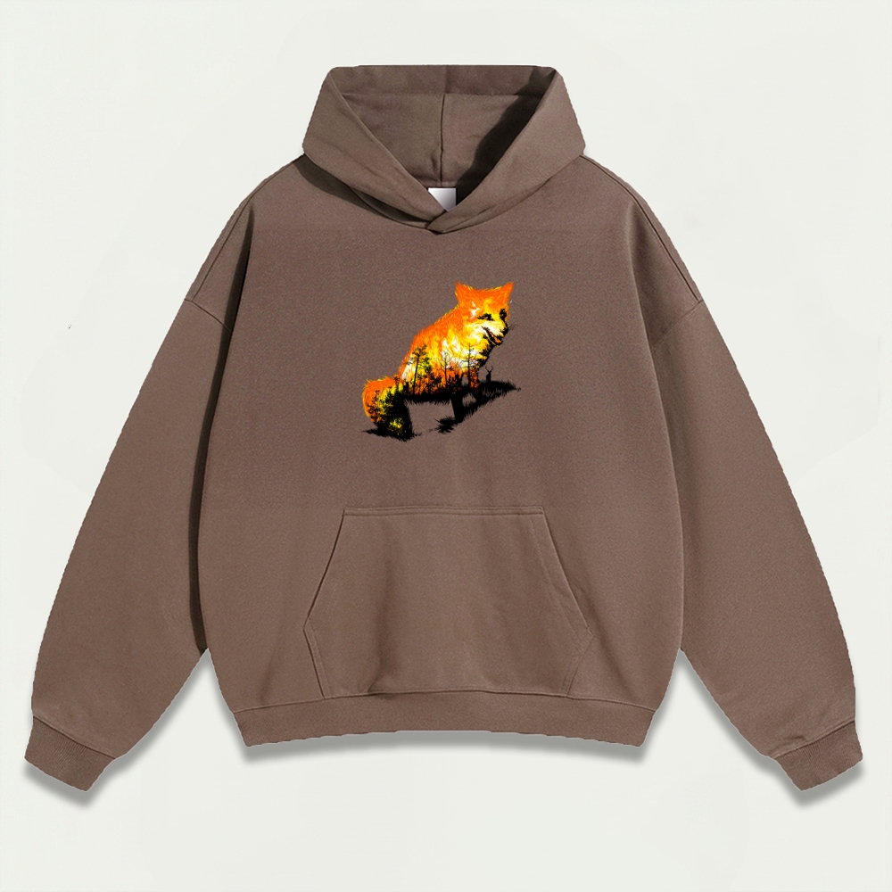 Fire Fox Forest Heavyweight Hiking Hoodie-HikeVista