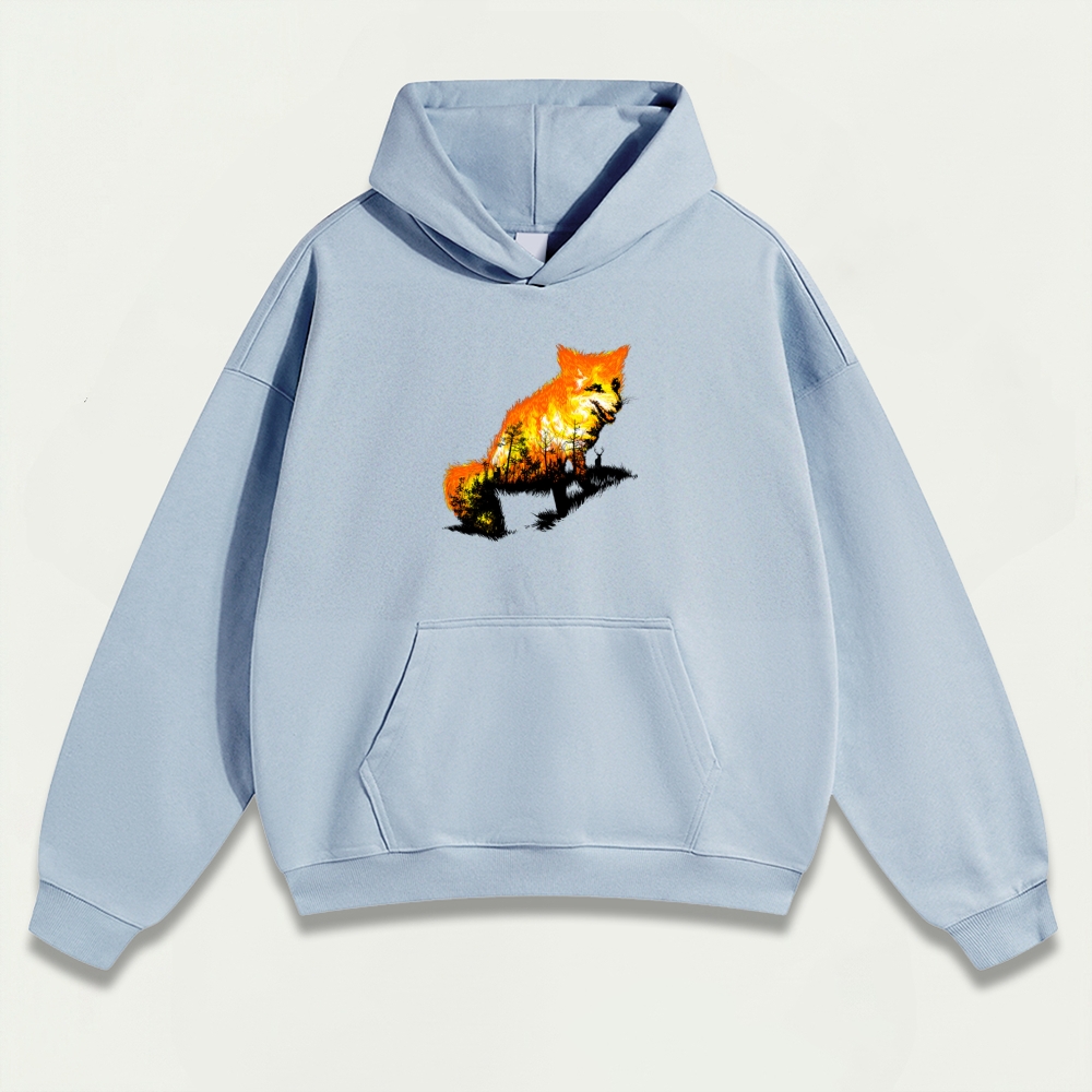 Fire Fox Forest Heavyweight Hiking Hoodie-HikeVista
