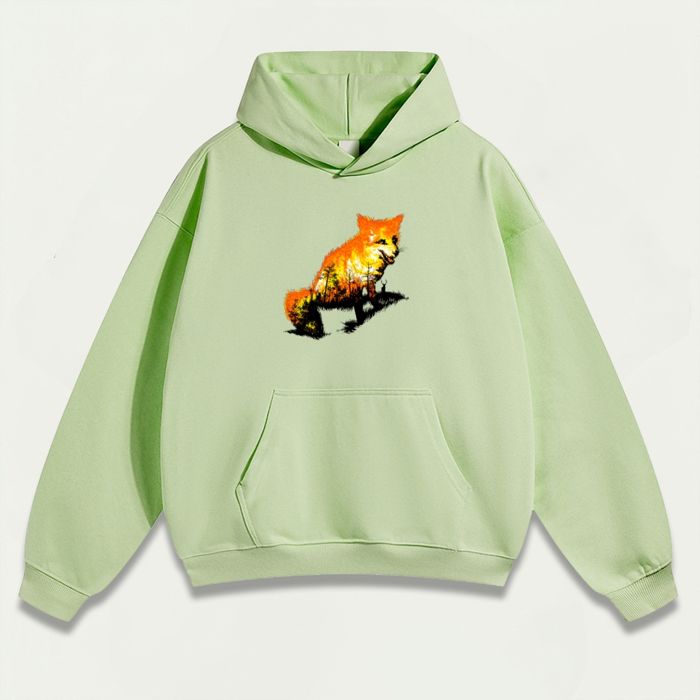 Fire Fox Forest Heavyweight Hiking Hoodie-HikeVista