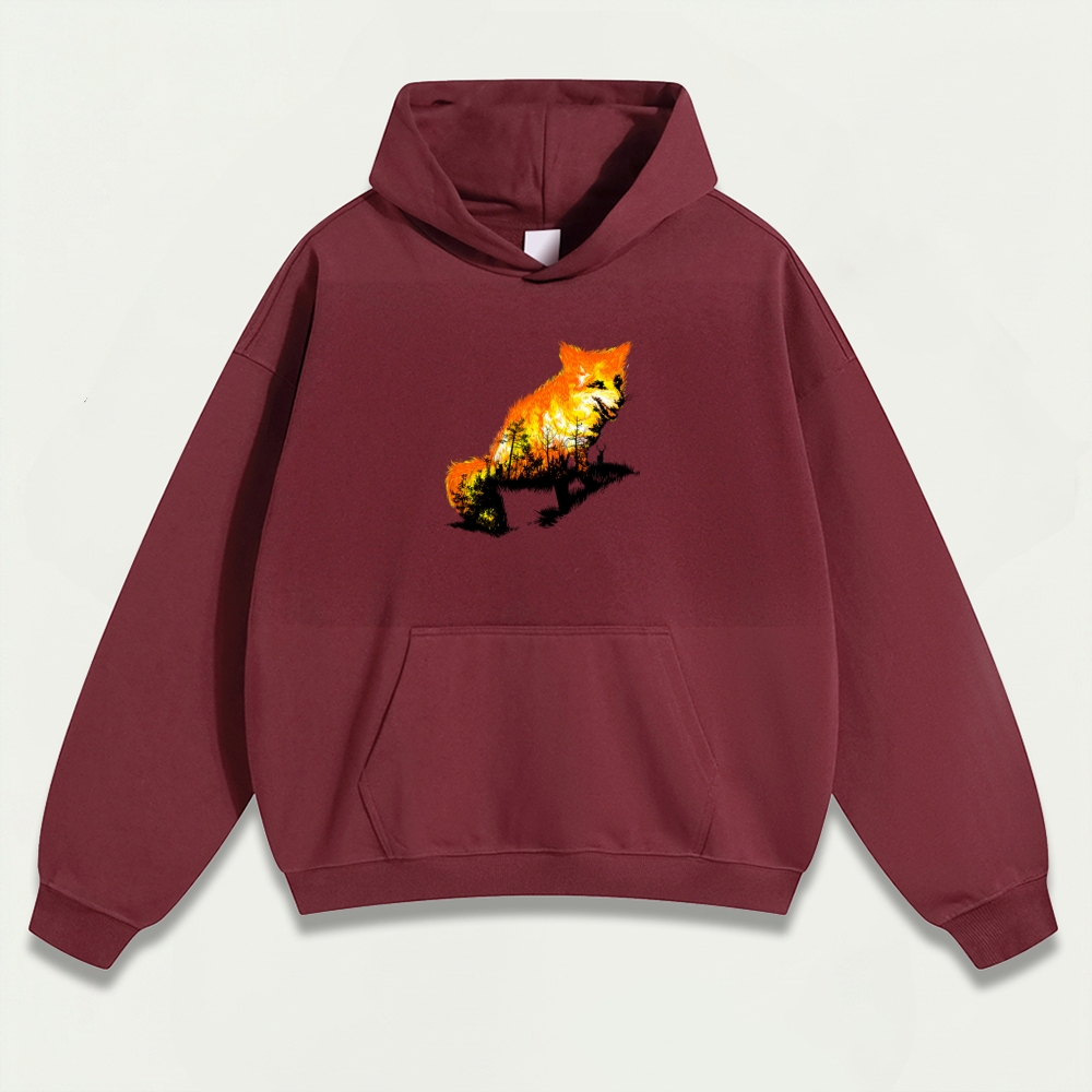 Fire Fox Forest Heavyweight Hiking Hoodie-HikeVista