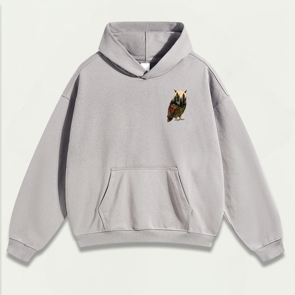 Owl Forest Heavyweight Hiking Hoodie-HikeVista
