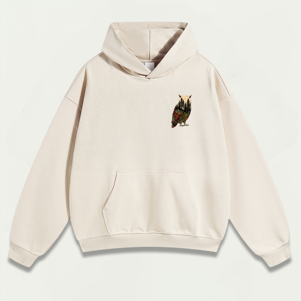 Owl Forest Heavyweight Hiking Hoodie-HikeVista