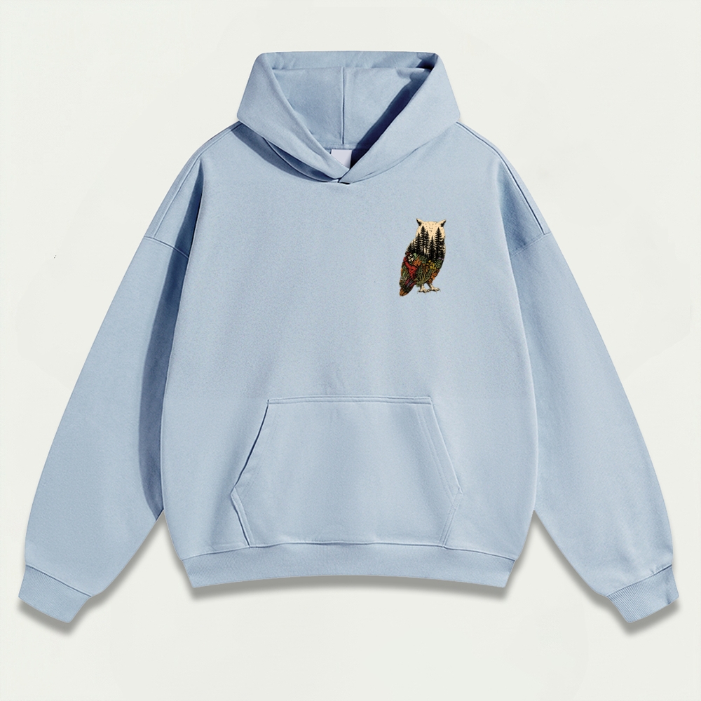 Owl Forest Heavyweight Hiking Hoodie-HikeVista