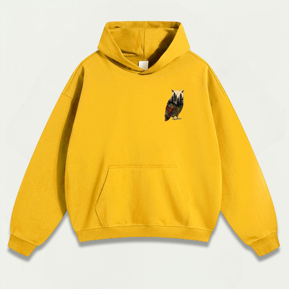 Owl Forest Heavyweight Hiking Hoodie-HikeVista