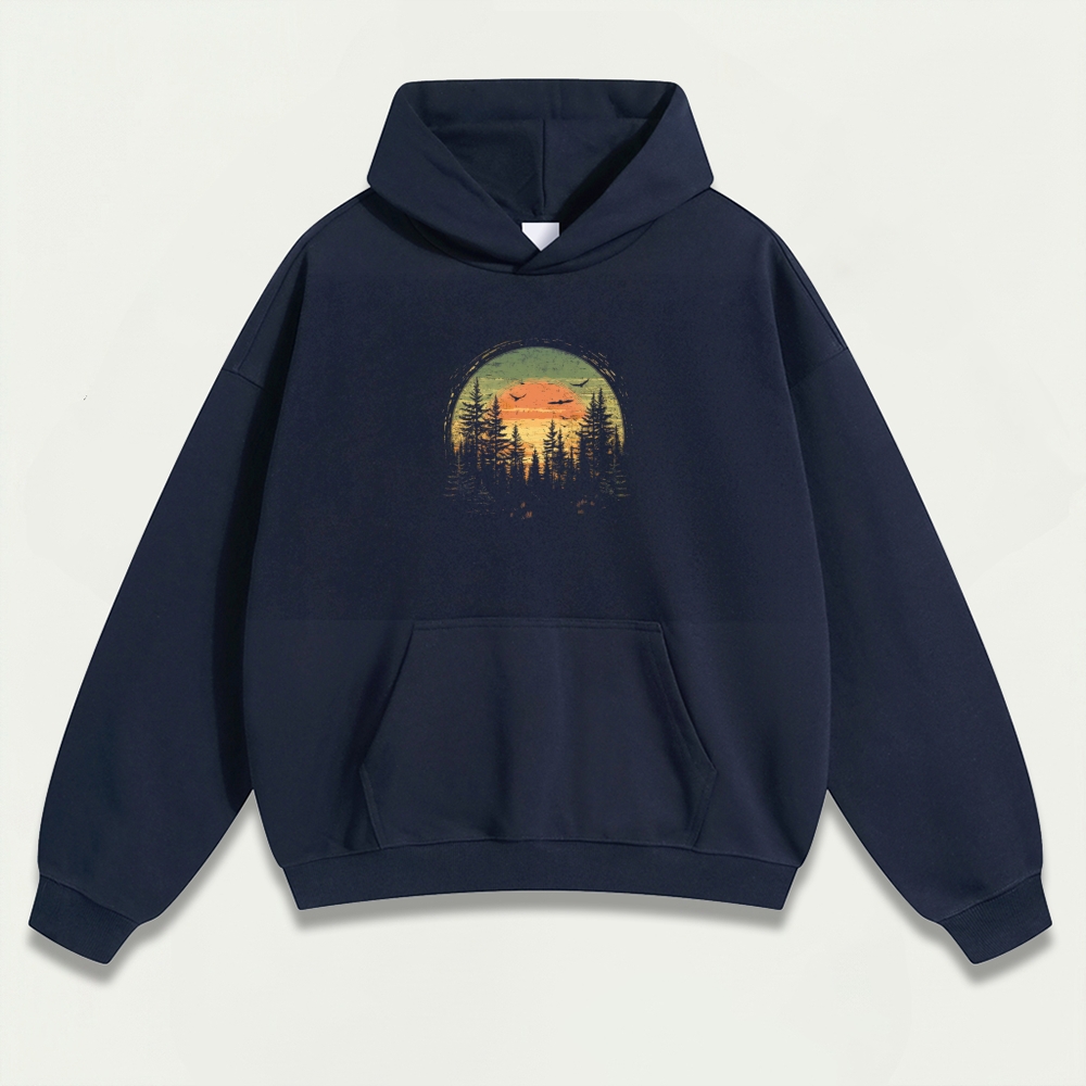 Sunset Forest Heavyweight Hiking Hoodie-HikeVista